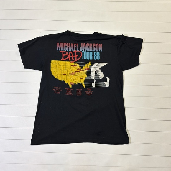 VINTAGE Michael Jackson BAD Tour 88 single stitch 80s T-shirt size XL EUC - Picture 7 of 8